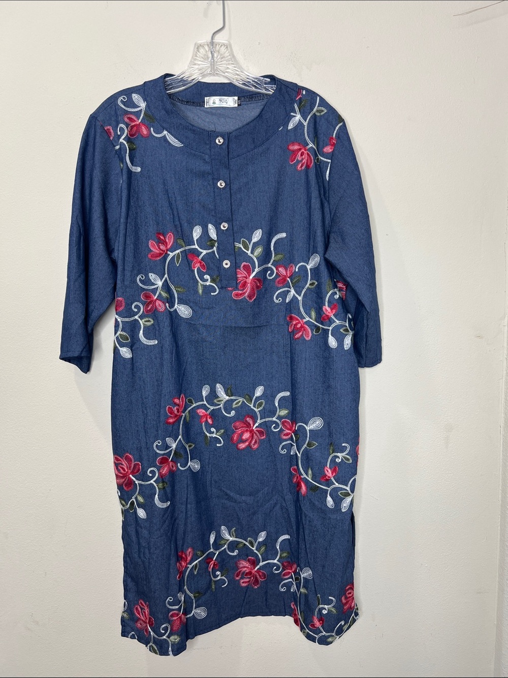 Lightweight Denim Embroidered Dress
